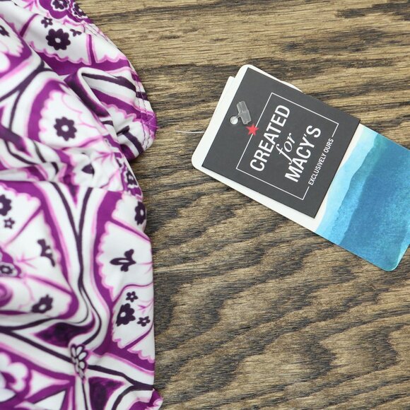 NWT Swim Solutions Printed Tiered Fauxkini One Piece Swimsuit Magenta Purple 10 - Picture 6 of 8